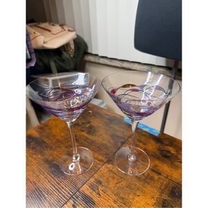 Helios by ARTLAND Purple Blue Martini Glasses set of 2